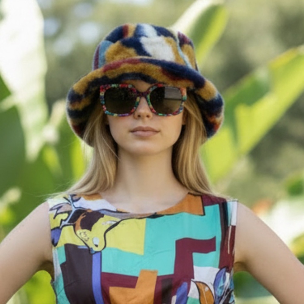 Source Unknown Colorful Patchwork Bucket Hat NWT - image 1